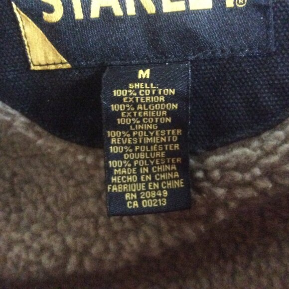 Stanley Black Hooded Canvas Faux Sherpa Lined Heavy Duty Utility Jacket Medium - Picture 5 of 7